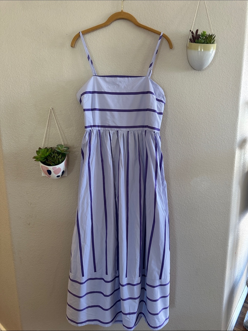 ModCloth Striped Maxi Open Back Smocked Dress Large